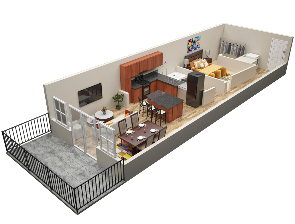 Floor plan for studio, 1 bath, 818 sqft